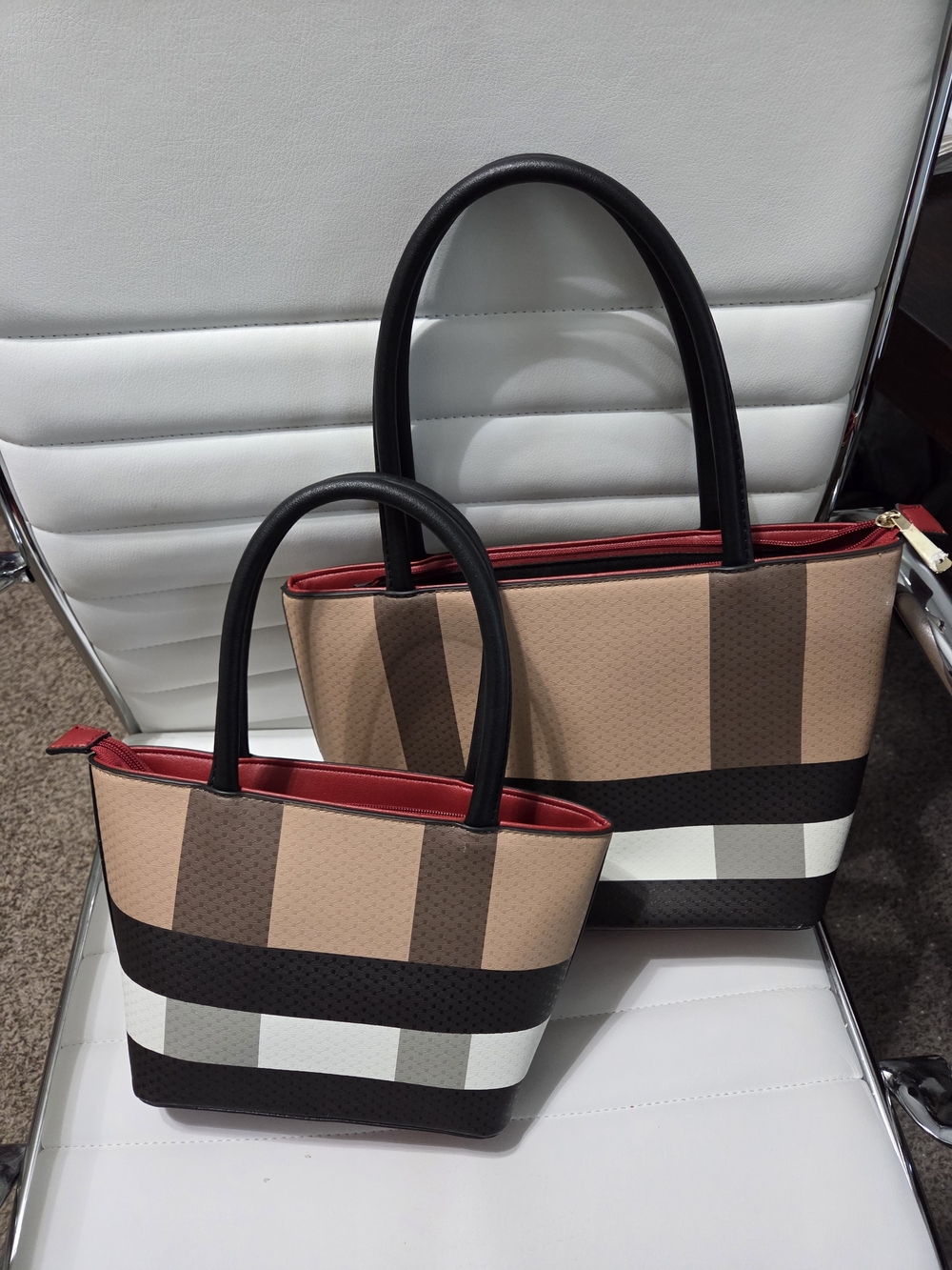 Sophisticated Plaid Color-Block Handbag Collection